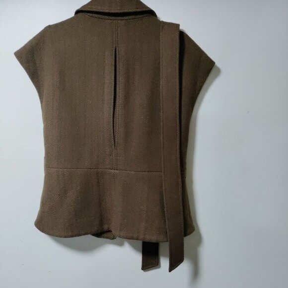Millard Fillmore Brown Wool Blend Collared Belted Vest Women's Size Medium - Picture 5 of 10